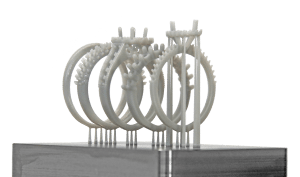 The Micro cDLM high-speed continuous 3D printer can build a tray of custom engagement ring patterns in under 15 minutes.